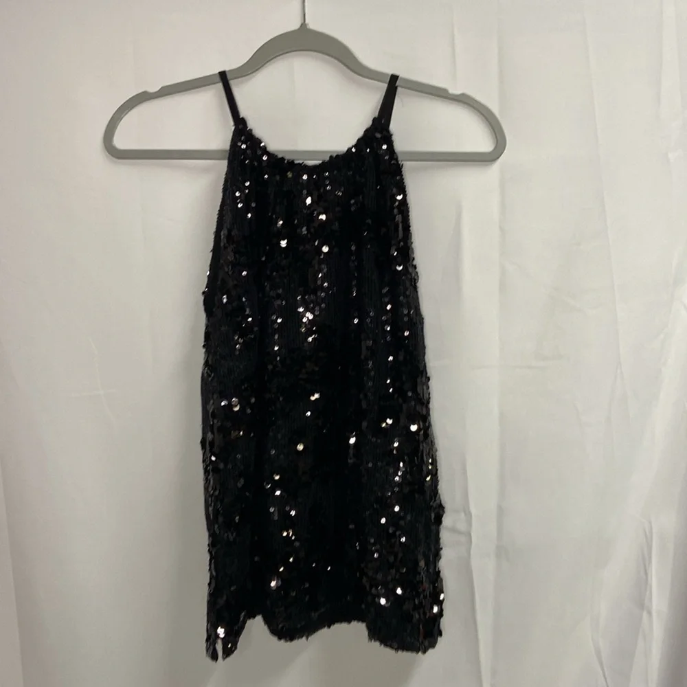GOLD HAWK Lexi Sequin Halter Tank Top Black Size XS NWT - Picture 4 of 6